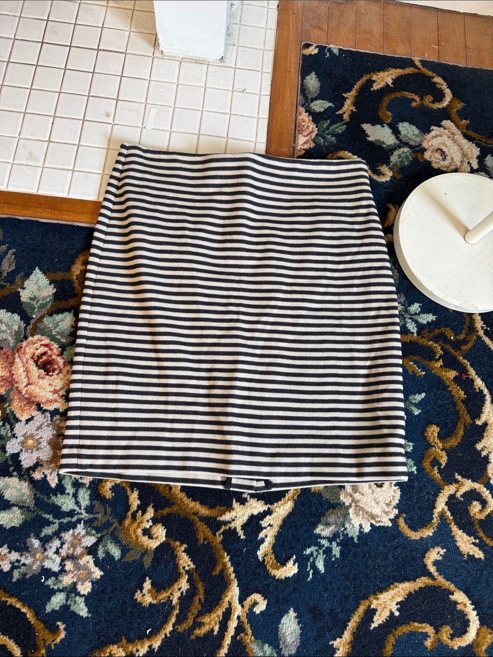 Talbots‎ Black and cream Striped Knit Pencil Skirt- worn a few times